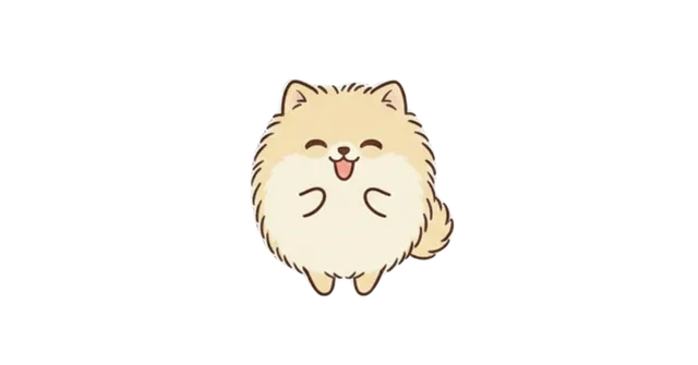 大きく口をあけて笑うポメラニアンのイラスト